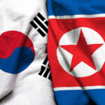 South Korean and North Korean flags side by side