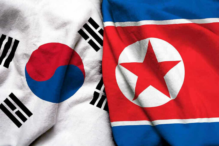 South Korean and North Korean flags side by side