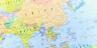A detailed political map of Asia showing various countries and regions