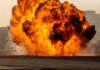 Explosives DESTROY Poland’s Critical Infrastructure A large explosion creating a massive fireball and smoke