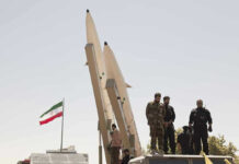 Protests Erupt: Iran’s Supreme Leader on the Run? Military personnel beside missiles and Iranian flag.