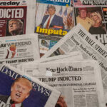NYT Faces Backlash: Explosive Unverified Claims! Newspaper headlines about Trumps indictment.