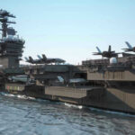 Iran Strikes Ships — U.S. Hammers Back Aircraft carrier deck with jet planes.