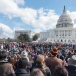 Large crowd gathered in front of the United States Capitol