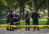 Rat Urine Warning – Camp Wiped Out crime scene tape with police officers in a park