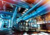 Industrial plant with large metal pipes and gauges