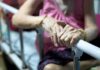 Epilepsy Gel Stuns: Knees Rebound Elderly person’s hands resting on a hospital bed rail