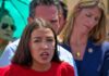 AOC Torches Loan Rule – War On Women? Celines Toribio speaking at an outdoor event with people standing behind her