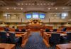 FBI Brass Busted Over Hunter Biden Probe Courtroom interior with wooden benches and judge's bench